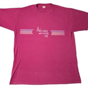 VTG Velva Sheen Arizona State Single Stitch T Shirt 70s 80s Size XL Pink
